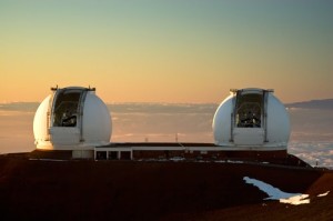 Keck Telescopes at dusk