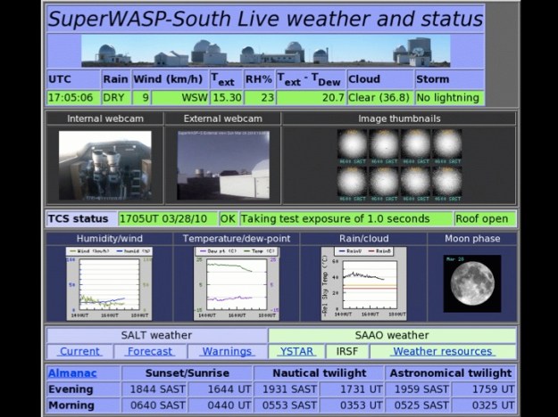 WASP-South remote-observing page